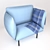 Cozy Blue Sofa 3D model small image 1