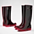 Stylish Rubber Boots: Black & Pink! 3D model small image 1