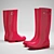 Stylish Rubber Boots: Black & Pink! 3D model small image 2