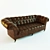 Elegant French Leather Sofa 3D model small image 1