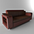 Leather Sofa with Integrated Shelves 3D model small image 2