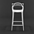 Elegant White Plastic Bar Stool 3D model small image 2