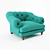 Elegant Buttoned Chesterfield Chair 3D model small image 2