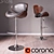 Modern Adjustable Barstool with Walnut Base and Black Leather Seat 3D model small image 1
