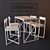 Modern Steel and Pine Table Set 3D model small image 1