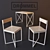 Modern Steel and Pine Table Set 3D model small image 2