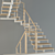 Modular Metal Frame Staircase with Open Wooden Steps 3D model small image 3