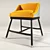 Vintage Yellow Metal Chair with Leather Seat 3D model small image 1