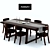 Luxury Brown Oak Table & Chair Set MAXALTO 3D model small image 1