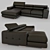 Luxury Leather Sofa with Ottoman 3D model small image 1