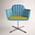 Modern Office Chair: Two-Tone Fabric Upholstery, Metal Base 3D model small image 1