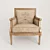 Elegant Wood and Cotton Armchair 3D model small image 1