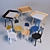 Stylish Workplace Set: My Writing Desk & Naïve Chair 3D model small image 3