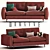 Bianca Red Fabric Sofa - Customizable 3D model small image 1