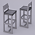 Modern Archpole Table & Bar Stools 3D model small image 3