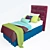 Sleek Single Bed with Bedding Set 3D model small image 1