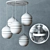 Modern Glass Chandeliers Set 3D model small image 2
