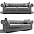 Elegant Pearl Grey Chesterfield Sofa 3D model small image 1
