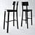 Classic Beech High Stool 3D model small image 1