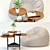Versatile Coffee Table and Poof Set 3D model small image 1