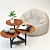 Versatile Coffee Table and Poof Set 3D model small image 2