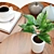 Versatile Coffee Table and Poof Set 3D model small image 3