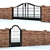 Rustic Brick Fence with Wrought Iron Gates 3D model small image 1