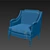 French Tuileries Armchair - Classic Elegance 3D model small image 3