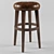 Sleek Leather Round Barstool 3D model small image 1