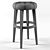 Sleek Leather Round Barstool 3D model small image 2