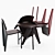Modern Minimalist Gueridon Table & Chair 3D model small image 1