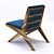 Kosmaj-inspired Walnut Armchair 3D model small image 2