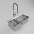 Versatile 27" Faucet & Double Sink 3D model small image 1