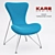 Turquoise Modern Miami Chair 3D model small image 1