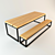 Modern Ash Wood Table and Bench 3D model small image 1