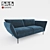 Hugo Luxury Sofa: Blue, Removable Cover, Black Legs 3D model small image 1