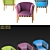 Colorful Set of 3 Dowel Armchairs 3D model small image 1