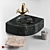 Natural Stone Quarter Black Teak Sink & Lemark LM2806B Mixer Set 3D model small image 1