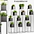 Quadrant Plant Stand with Planters 3D model small image 1