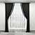 Stylish Curtain Set: Holders, Sheer, Rod 3D model small image 1