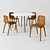 Modern Wood Chair and Table Set 3D model small image 1
