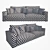 Rubens Comfortable Textile Sofa 3D model small image 2