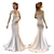 Elegant Wedding Evening Gown 3D model small image 1