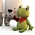 Cuddly Textile Toys (Hares & Frog) 3D model small image 3