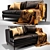 Modern Black Leather Sofa 3D model small image 1