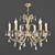 Vintage Gold Chandelier with Asfour Crystal 3D model small image 1