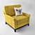 Elegant Velvet Armchair 3D model small image 1