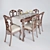 Classic Red Wood Dining Set 3D model small image 1