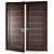 Contemporary Metal Accented Wood Door 3D model small image 1