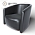 Elegant Black Leather Armchair 3D model small image 1